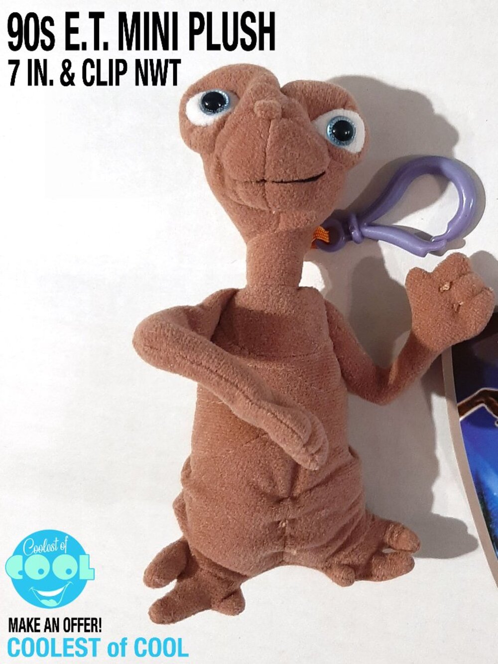 vintage 90s E.T. The Extra-Terrestrial 6" Plush Key-Chain Clip-On old stock NWT